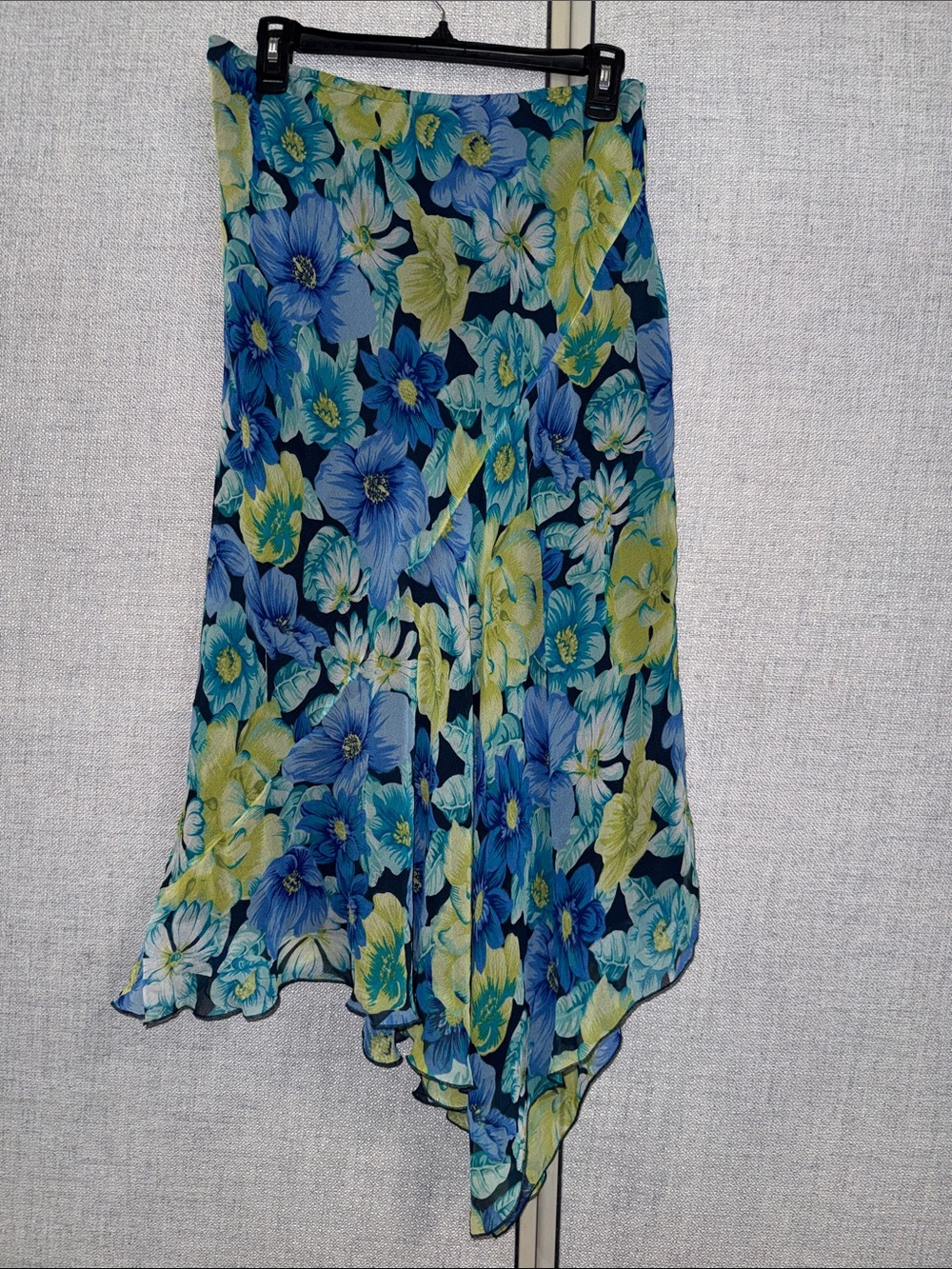 Robbie Bee Blue & Green Floral Asymmetrical Skirt